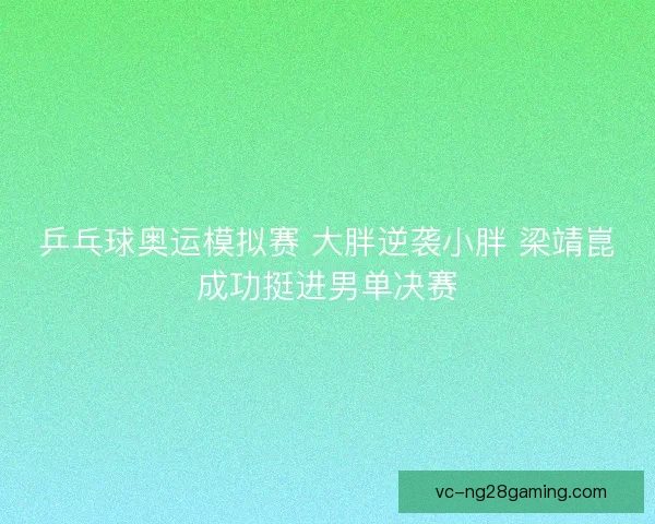 乒乓球奥运模拟赛 大胖逆袭小胖 梁靖崑成功挺进男单决赛